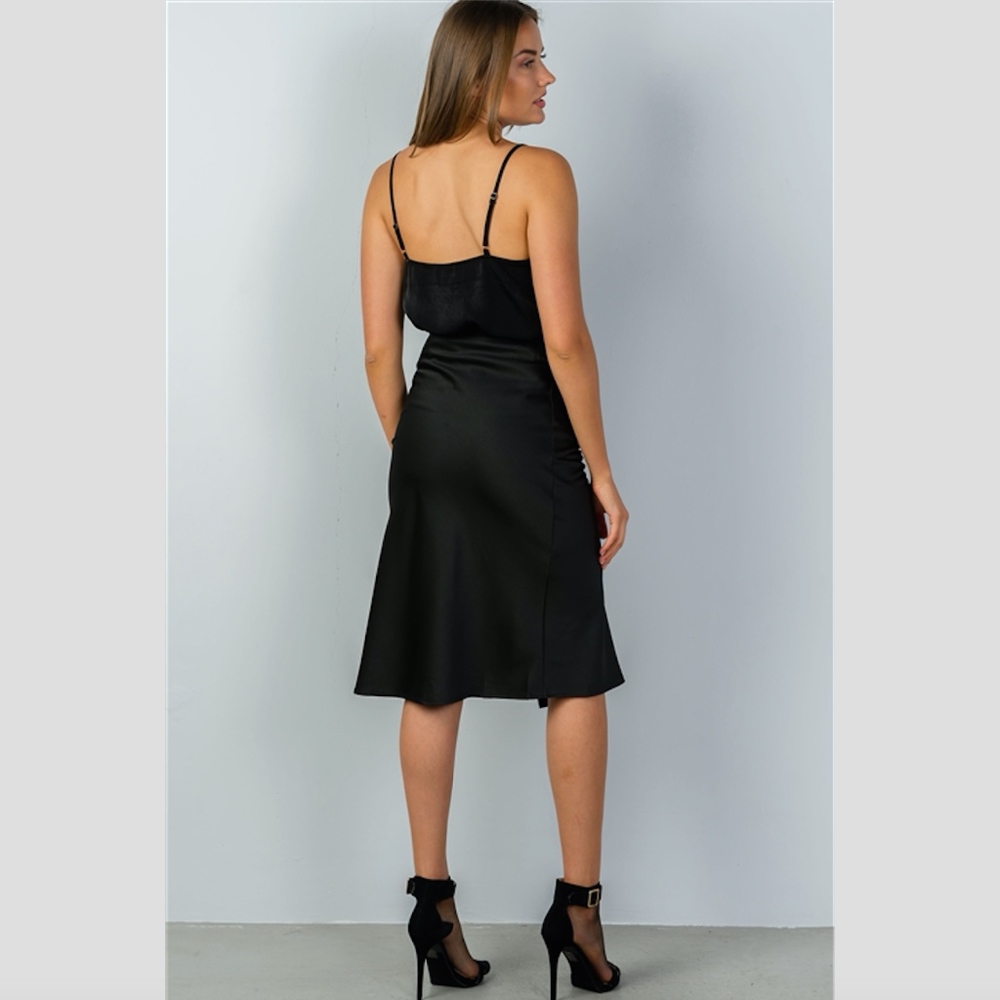Black Side Slit Midi Skirt - Picture 6 of 6